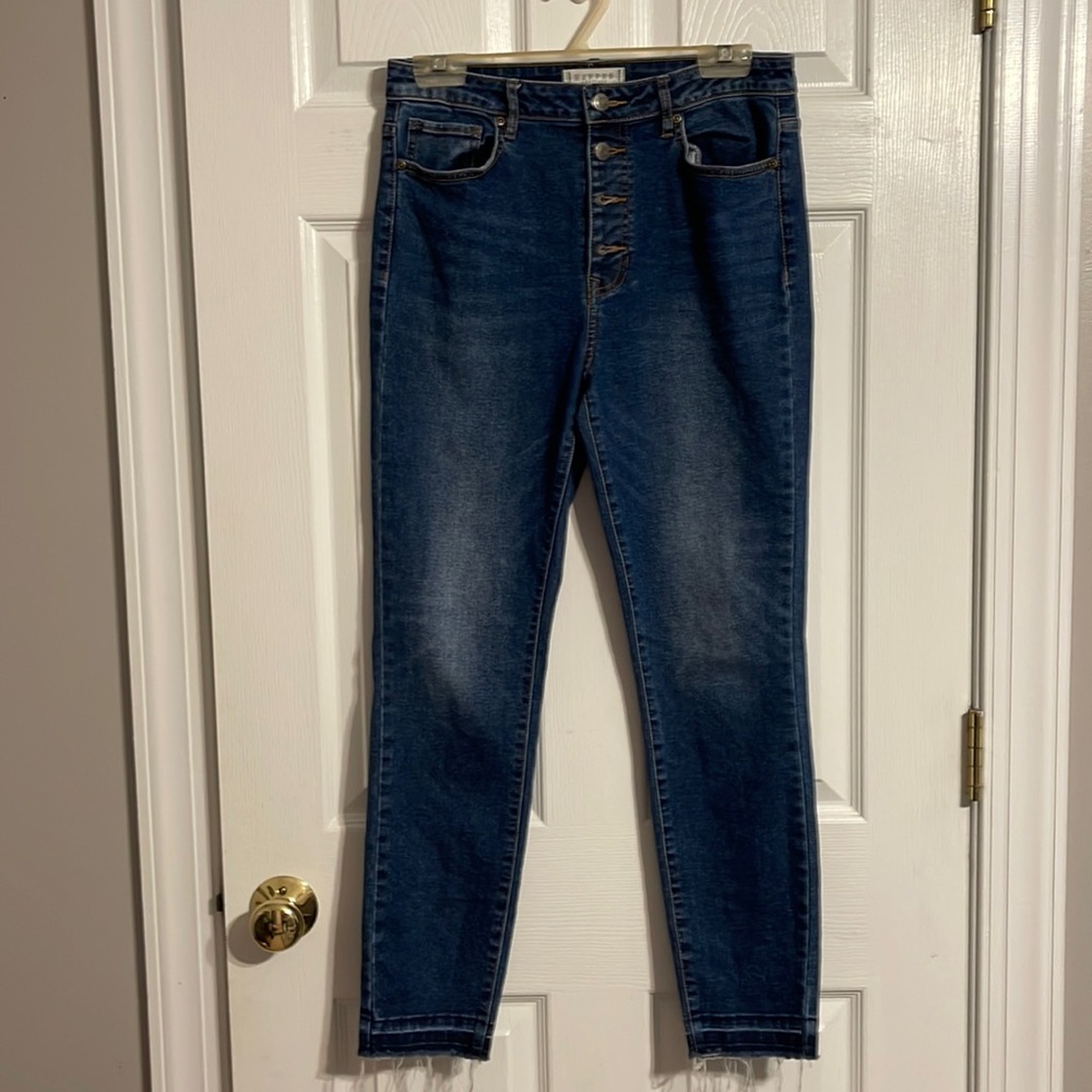 Harper High rise skinny distressed jeans button up size 30 like new